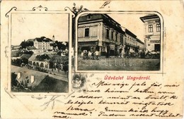 T2/T3 1900 Ungvár, Uzshorod, Uzhorod; Látkép, Weinberger Bertalan, Vágner, Révész Árpád üzlete, Fogyasztási Szövetkezet. - Unclassified