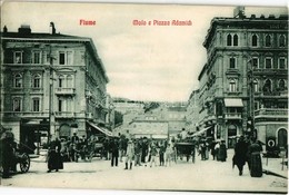 T2 1908 Fiume, Rijeka; Molo E Piazza Adamich / Street View - Unclassified