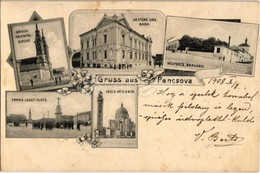 T2 1908 Pancsova, Pancevo; Görögkeleti és Görög Katolikus Templom, Ferenc József Tér, Osztrák-magyar Bank, Weifert Sörgy - Unclassified