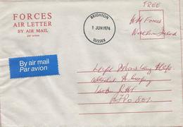 UK 1974 Brighton To Northern Ireland BFPO 801 Unfranked Forces Air Letter - Militaria