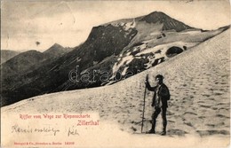 T2 1903 Zillertal (Tirol), Riffler Vom Wege Zur Riepenscharte / Hiker In Winter - Zonder Classificatie