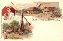 ** T1/T2 Salutari Din Romania. Editura Librariei Storck. Furnisor Ai Curtei Regale 949. Folklore Litho - Non Classés