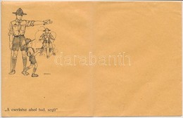 ** A Cserkész Ahol Tud, Segít. Cserkész Grafikás Boríték / Hungarian Boy Scout Art On An Envelope S: Márton L. (fa) - Zonder Classificatie