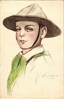 ** T2 Cserkész Fiú. Kiadja A Magyar Cserkészszövetség Nagytábortanácsa 1926. / Hungarian Boy Scout Art Postcard S: Márto - Unclassified