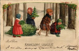 * T2/T3 1916 Karácsonyi Üdvözlet / Children Art Postcard With Christmas Greeting S: Pauli Ebner (EK) - Non Classés