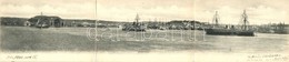 T3 Pola, Hajógyár 1900-ban, Kazamata Hajók. 3-részes Panorámalap / Ship Factory In 1900, K.u.K. Kriegsmarine. 3-tiled Pa - Non Classificati