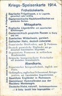 T3 Kriegs-Speisenkarte 1914. Des Gasthauses Z. 'Bundestreue' / WWI Austro-Hungarian And German Military Humour, War Menu - Zonder Classificatie