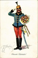 T2 Húsvéti üdvözlet! / Hungarian Hussar, Easter Greeting. M. Munk Wien Nr. 1064. S: Fritz Schönpflug - Unclassified