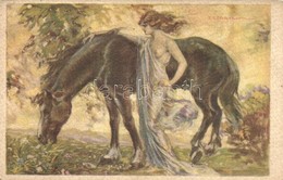 ** T2 Lady With Horse. Italian Art Postcard. Uff. Rev. Stampa Milano 439-1. S: T. Corbella - Non Classificati