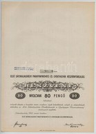 Sátoraljaújhely 1942. 'Első Sátoraljaújhelyi Paraffinfinomító és Gyertyagyár Részvénytársaság' Részvénye 80P-ről, Bélyeg - Ohne Zuordnung