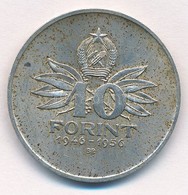 1956. 10Ft Ag 'Tízéves A Forint' T:1- Patina 
Adamo EM4 - Zonder Classificatie