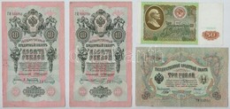 Orosz Birodalom 1905. 3R + 1909. 10R (2x) + Szovjetunió 1991. 50R T:III
Russian Empire 1905. 3 Rouble + 1909. 10 Rouble  - Zonder Classificatie