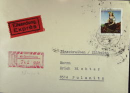 DDR:R-Eil-Fern-Bf 70 Pf. Gemäldegalerie Dresden Mit SbPA-R-Zettel 43 Quedlinburg(702),Beleg Stempelfleckig Knr: 1398 - Labels For Registered Mail