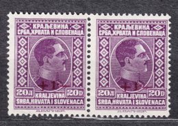 Yugoslavia Kingdom King Alexander 1926 Mi#210 Mint Never Hinged Pair - Nuevos