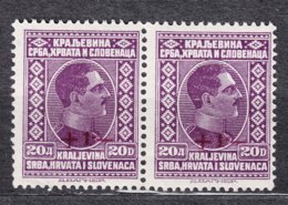 Yugoslavia Kingdom King Alexander 1926 Mi#210 Mint Never Hinged Pair - Ungebraucht