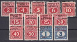 Yugoslavia Kingdom SHS, 1918 Issues For Bosnia Porto Mi#1-13 Mint Hinged - Nuevos