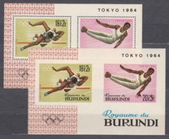 Burundi 1964 Olympic Games Tokio, Perforated And Imperforated Block, Mint Never Hinged - Ete 1964: Tokyo