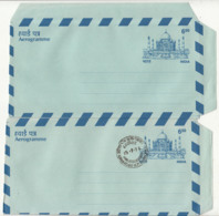 Normal + 1st Day Postmark, India 6.50 Taj Mahal Aerogramme Unused, Monument, Architecture NPR Interest Mathematics - Aerogramme