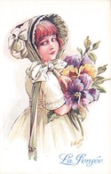 & Illustrateur Illustration A.wuits Jeune Fille  Bouquet De Fleurs Fleur La Pensée N° 212 - Wuyts