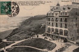 ETABLES-LES-GROTTES. - Grand Hôtel Bellevue Et De La Plage. P. Mathéas, Propriétaire. Carte Très RARE - Etables-sur-Mer