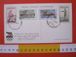 A.03 ITALIA ANNULLO - 1960 ROMA ROME OLIMPIADI OLYMPIC FDC CERIMONIA DI APERTURA 4 ALTI VALORI - Summer 1960: Rome