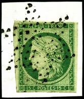 Oblit. S/fragment N°2 15c Vert, Obl étoile S/fragment - TB - 1849-1850 Cérès