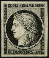 * N°3a 20c Noir S/blanc, Signé Brun - TB - 1849-1850 Ceres