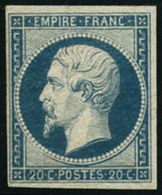 ** N°14Af 20c Bleu Laiteux, Signé Brun - TB - 1853-1860 Napoléon III.