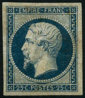 ** N°15 25c Bleu, Signé Calves - TB - 1853-1860 Napoleone III