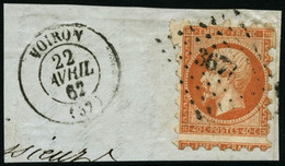Oblit. S/fragment N°16 40c Orange, Piquage Susse S/fgt - TB - 1853-1860 Napoléon III
