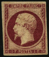 ** N°18 1F Carmin, Signé Calves - TB - 1853-1860 Napoleone III