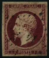 Oblit. N°18 1F Carmin, Infime Pelurage - B - 1853-1860 Napoléon III