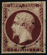 Oblit. N°18a 1F Carmin Foncé, Certif Calves - TB - 1853-1860 Napoleone III