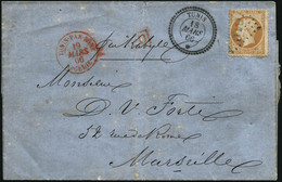 Lettre N°23 40c Orange S/lettre De Tunis 18/3/66 Pour Marseille 25/3/66 - TB - 1862 Napoléon III.