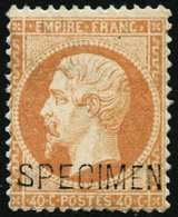 * N°23d 40c Orange, Surchargé Specimen Quasi SC - TB - 1862 Napoléon III.
