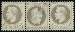 * N°27 4c Gris, Tête-bêche Dans Une Bande De 3, Très RARE - TB - 1863-1870 Napoléon III Lauré