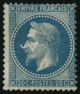 ** N°29Bb 20c Bleu, Type II à La Corne - TB - 1863-1870 Napoleone III Con Gli Allori