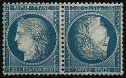 * N°37c 20c Bleu, Paire Tête-bèche - TB - 1870 Beleg Van Parijs