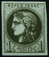 ** N°39Ba 1c Olive Foncé R2 - TB - 1870 Bordeaux Printing