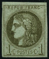 ** N°39C 1c Olive, R3 - TB - 1870 Bordeaux Printing