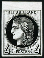 N°41 4c Bordeaux, R1 Essai En Noir (cote Cérès 2008) - TB - 1870 Ausgabe Bordeaux