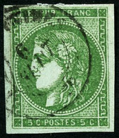 Oblit. N°42 5c Vert R2, Obl Càd - TB - 1870 Ausgabe Bordeaux