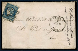 Lettre N°44A 20c Bleu Type I, R1 S/lettre 2e Choix, Filet Touché à Gauche - B - 1870 Emisión De Bordeaux