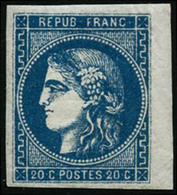 ** N°46 20c Bleu, Type III R2 - TB - 1870 Bordeaux Printing