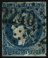 Oblit. N°46 20c Bleu, Faux De Marseille Obl GC 2240 - B - 1870 Emisión De Bordeaux