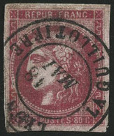 Oblit. N°49 80c Rose, Obl Càd - TB - 1870 Uitgave Van Bordeaux