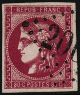 Oblit. N°49c 80c Rose Carminé - TB - 1870 Emission De Bordeaux