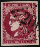 Oblit. N°49c 80c Rose Carminé - TB - 1870 Bordeaux Printing