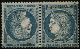 Oblit. N°60Ab 25c Bleu, Type I, Paire Tête-bèche - TB - 1871-1875 Ceres