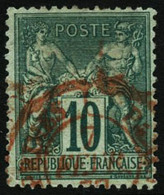 Oblit. N°76 10c Vert, Obl Rouge - TB - 1876-1898 Sage (Tipo II)